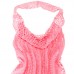 Pink Cotton collage Lace Dress with band around neck 